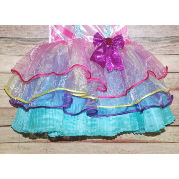Girls Handmade Candy Girl Halloween Costume Tutu Dress Size M Layered Tulle Bow - Picture 5 of 8